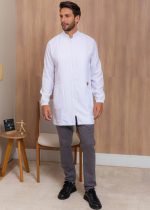 Jaleco Masculino Bernardo – Basico com zíper, modelo atemporal para profissionais. Ideal para clinica, consultorio e laboratorio.