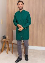 Jaleco Masculino Bernardo – Basico com zíper, modelo atemporal para profissionais. Ideal para clinica, consultorio e laboratorio.