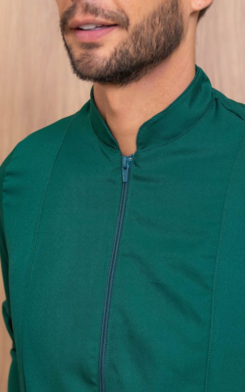 Jaleco Masculino Bernardo – Basico com zíper, modelo atemporal para profissionais. Ideal para clinica, consultorio e laboratorio.