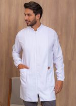 Jaleco Masculino Bernardo – Basico com zíper, modelo atemporal para profissionais. Ideal para clinica, consultorio e laboratorio.