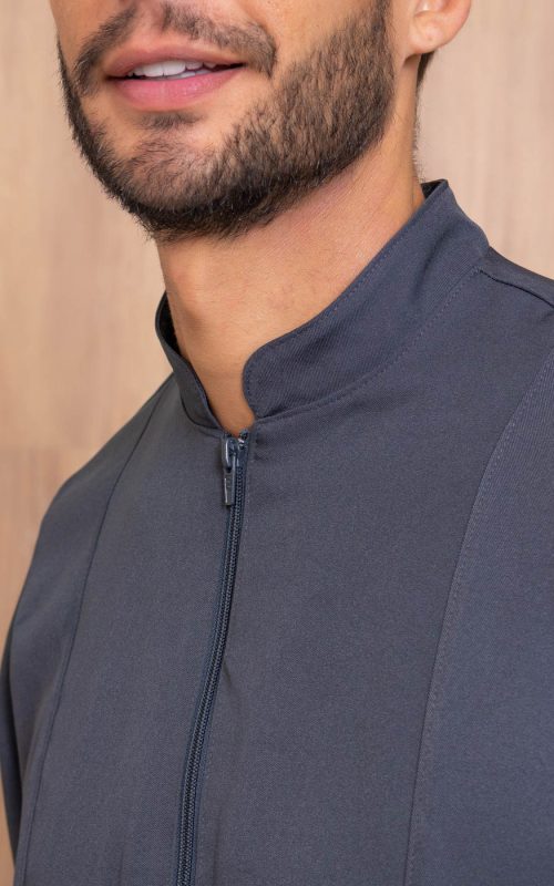 Jaleco Masculino Bernardo – Basico com zíper, modelo atemporal para profissionais. Ideal para clinica, consultorio e laboratorio.