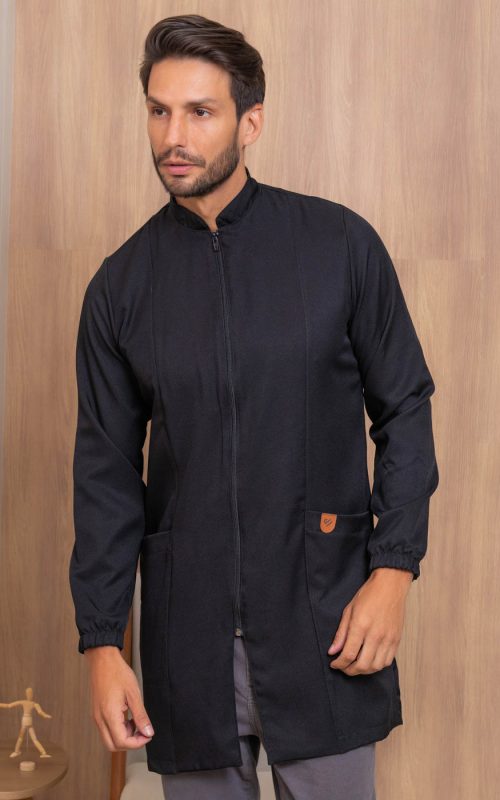 Jaleco Masculino Bernardo – Basico com zíper, modelo atemporal para profissionais. Ideal para clinica, consultorio e laboratorio.