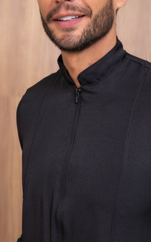 Jaleco Masculino Bernardo – Basico com zíper, modelo atemporal para profissionais. Ideal para clinica, consultorio e laboratorio.