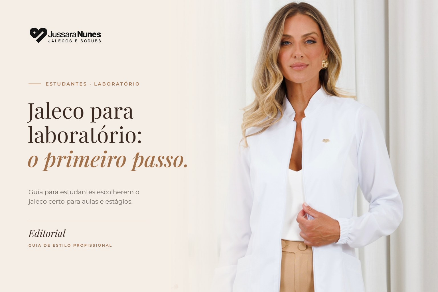 Jaleco para laboratório - Jaleco Arizona Branco Jussara Nunes
