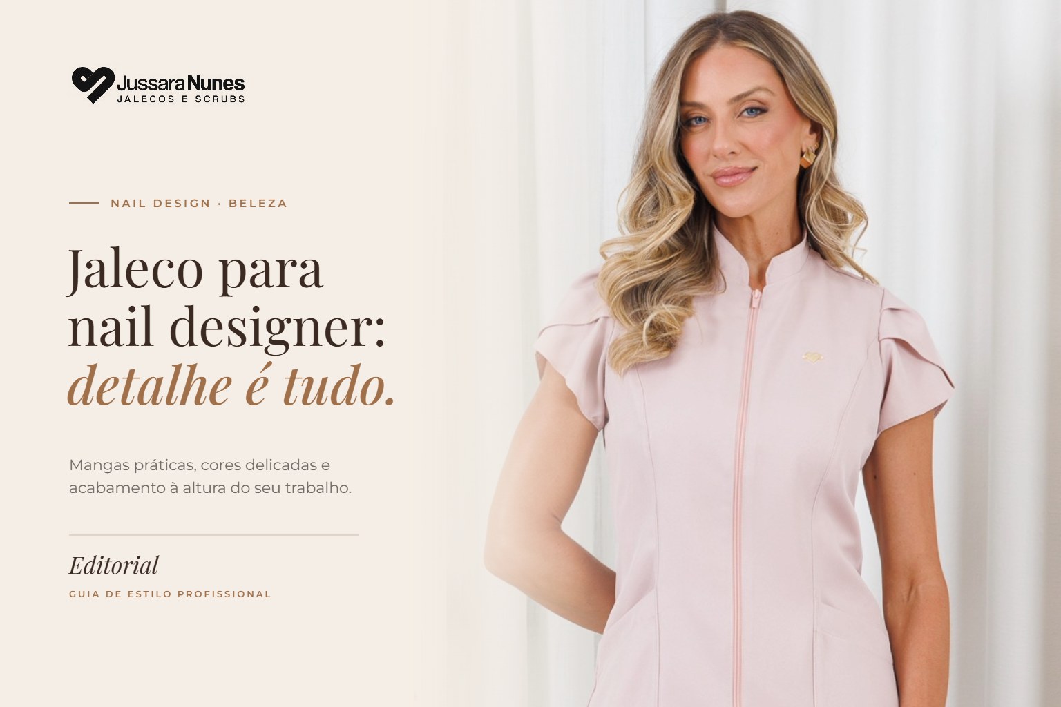 Jaleco para nail designer - Jaleco Luana Rosê Jussara Nunes